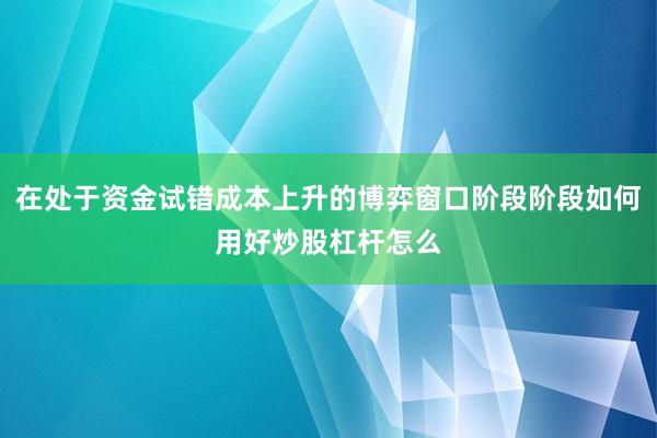 在处于资金试错成本上升的博弈窗口阶段阶段如何用好炒股杠杆怎么