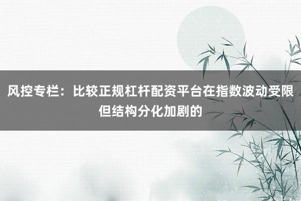 风控专栏：比较正规杠杆配资平台在指数波动受限但结构分化加剧的
