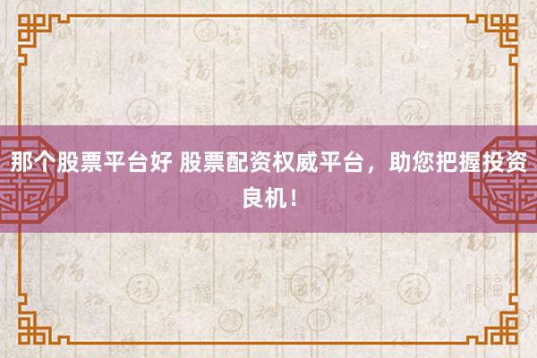 那个股票平台好 股票配资权威平台，助您把握投资良机！