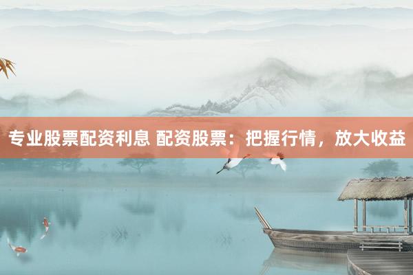 专业股票配资利息 配资股票：把握行情，放大收益